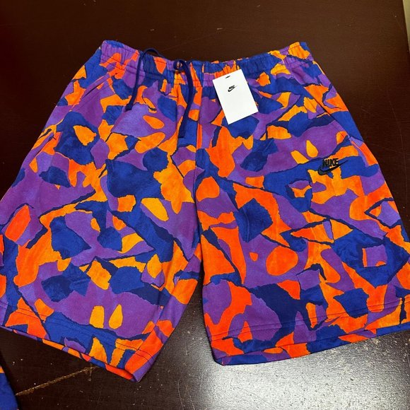 Nike Mens Club Fleece Allover Print French Terry Athletic Shorts Size M L - Picture 1 of 4